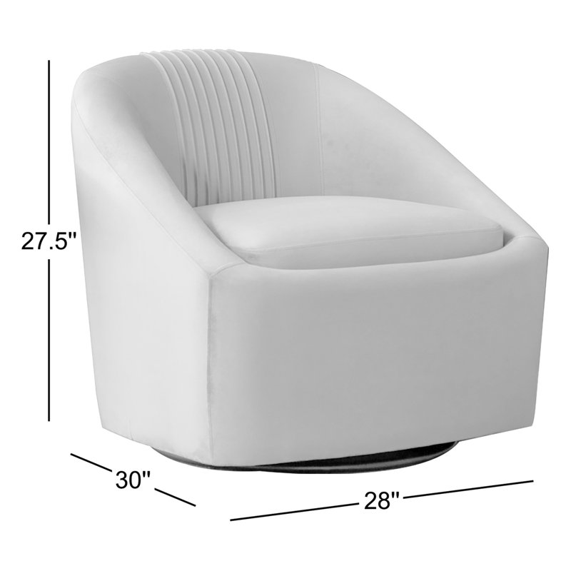 Fauteuil demi-tonneau pivotant en velours Arrun, Velours beige, 1