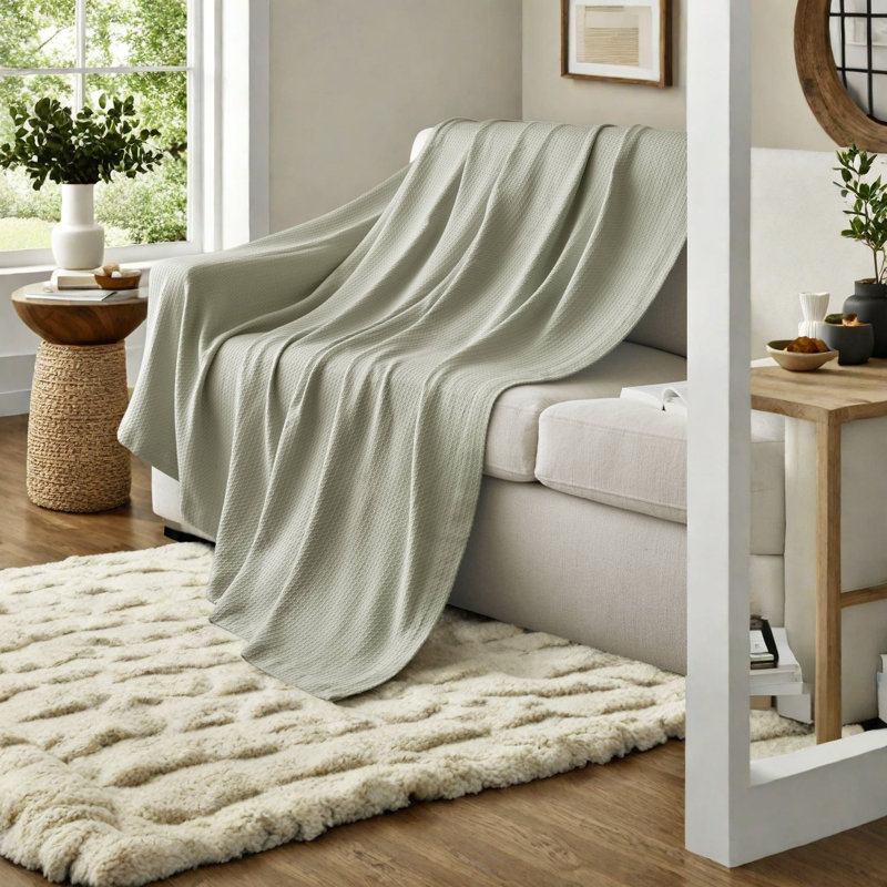 Ensemble de literie vert sauge de qualité supérieure, coton confortable pour la maison