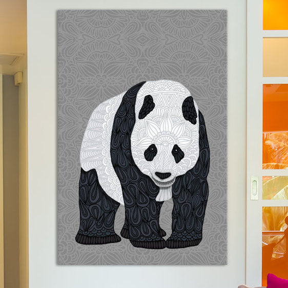 « papa panda », impression sur toile tendue, H 32 po x l 24 po x P 1 po, Toile avec cadre noir, Blanc
