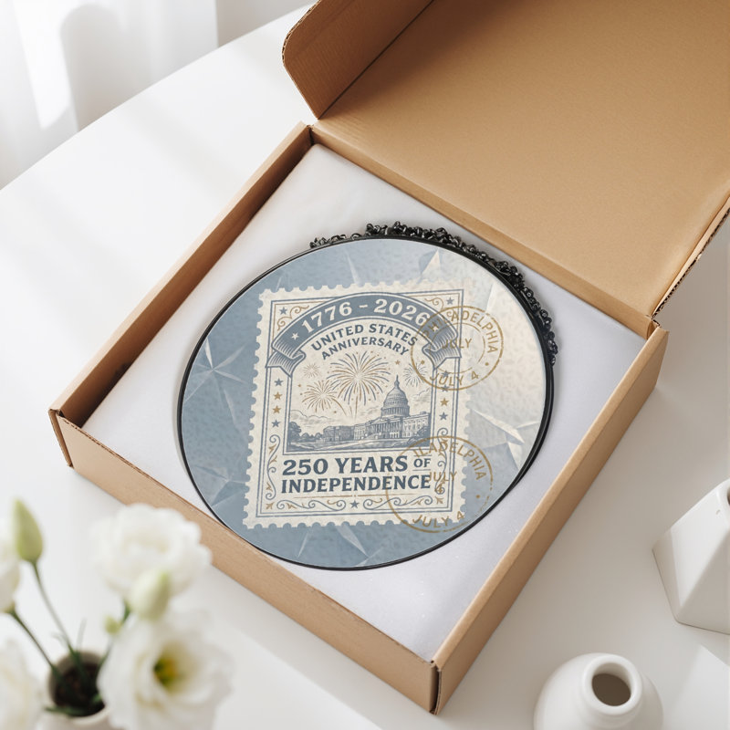 Panneau de fenêtre en verre pour décoration intérieure États-Unis 250th Anniversary, H 7,8 po