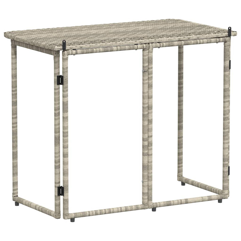 Folding Garden Table 90X51x75 Cm Poly Rattan, Light Grey
