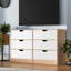 Commode 3 tiroirs pour chambre à coucher avec tiroir en tissu PU, commode blanche avec structure en bois, grand rangement, petite commode pour placard, salon, couloir, chêne-515446668