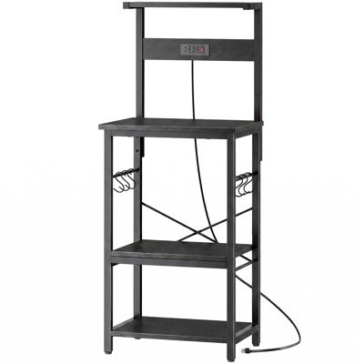 Bakers Rack with Storage, Coffee Bar Station with Pod Drawer Holder,4-Tier Coffee Stand with Hooks, for Living Room, Home Cafe, Kitchen(Rustic Brown)