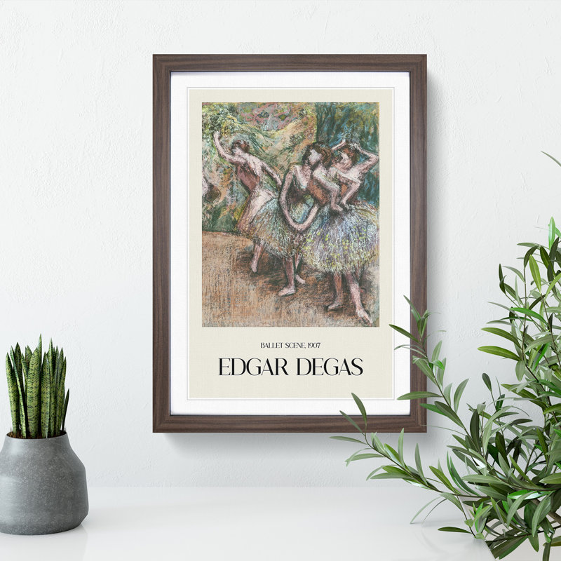 Ballet Scene by Edgar Degas - Picture Frame Graphic Art, 36cm H x 27cm W x 2cm D, Walnut Framed