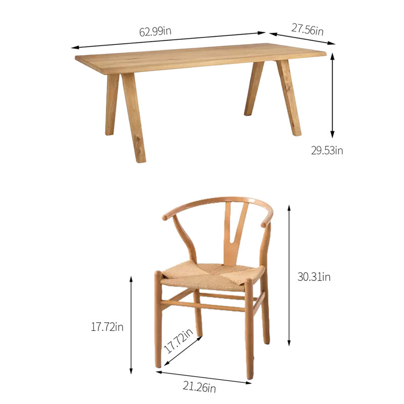 Rectangular Dining Set, H 29,53 po x L 62,99 po x l 27,56 po
