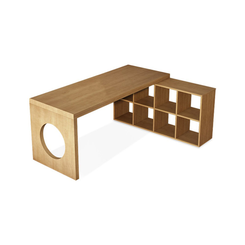 Bureaux en bois massif en L Burlywood, Retour à droite, H 29,53 po x l 55,12 po x P 55,12 po