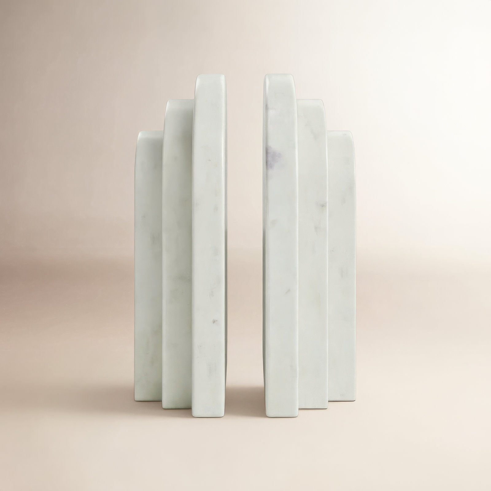 Abner Genuine Marble Decorative Bookends, White