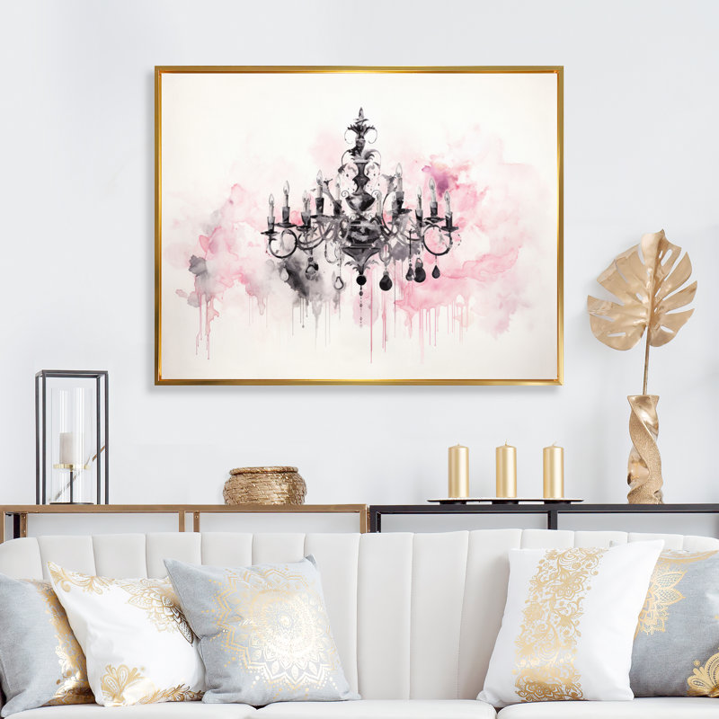 Lustre Sumi Zen VII - reproduction sur toile, H 12 po x l 20 po x P 1 po, Cadre flottant doré