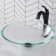 Glass Circular Vessel Bathroom Sink with Faucet