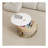 Modern Round Lift-Top Coffee Table With Storage & 3 Ottoman White & Natural-928051906