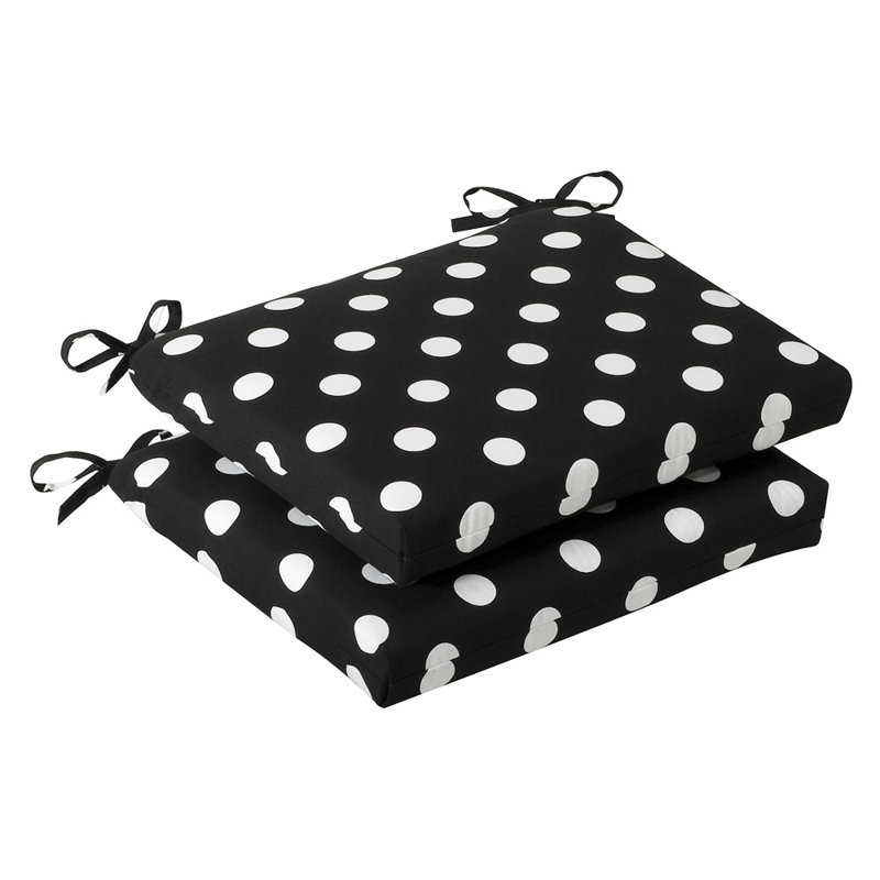 Coussin de chaise de salle à manger d’intérieur/d’extérieur, Noir / blanc à pois