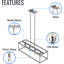 Lustre linéaire à 4 lumières DEL, luminaires suspendus cage à oiseaux, finition nickel brossé, luminaires suspendus décoratifs suspendus pour chambre à coucher, cuisine, base E26 (ampoule non incluse)