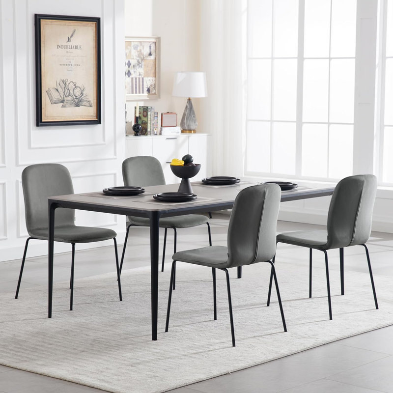 Nyeem 46.5cm H Velvet Upholstered Side Chair, Grey