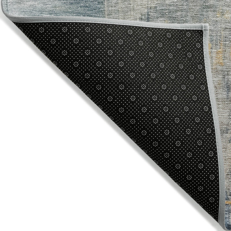 Tapis extérieur lavable abstrait bleu sarcelle et cuivre 3 pi x 5 pi