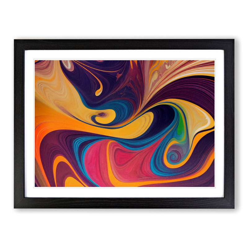 Marble Abstract Vol.2 - Single Picture Frame Print, Black, 46cm H x 64cm W x 2cm D