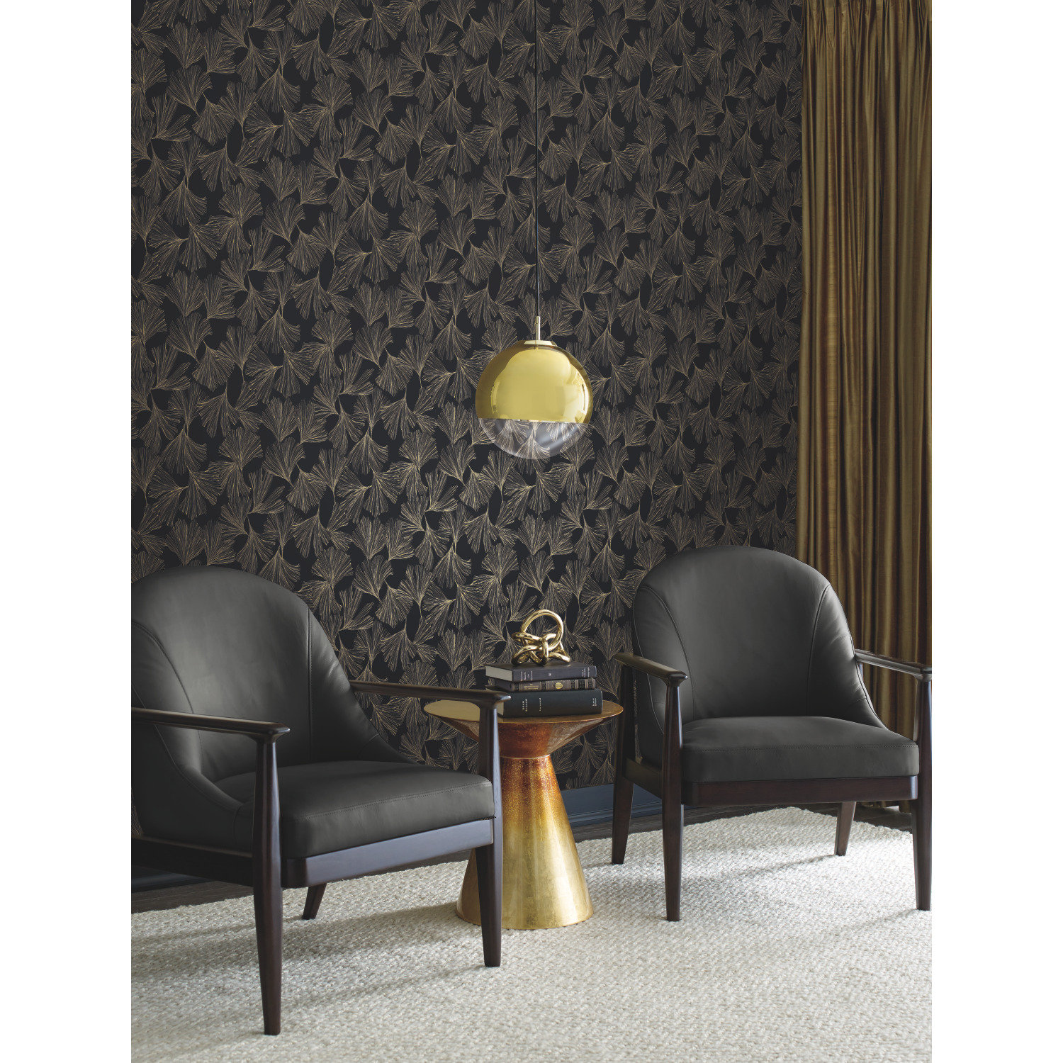 Almerton Modern Floral Wallpaper, Black
