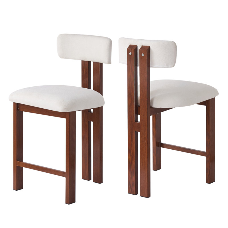 Tabouret de comptoir rond avec dossier bas de 26,5 po Canterbury, Noyer/blanc