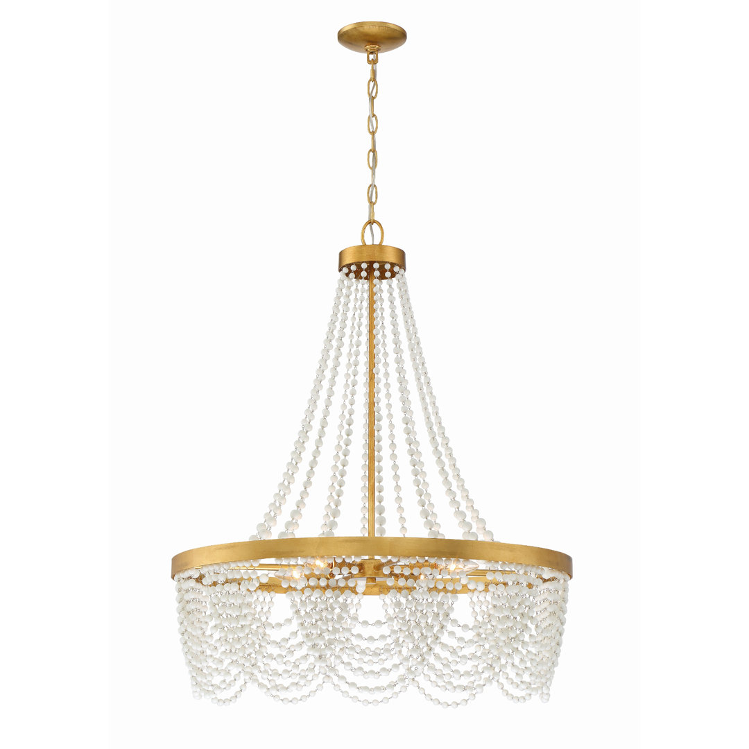 Edgefield 4 - Light Unique Wagon Wheel Chandelier with Beaded Accents Mercer41 