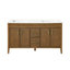 30 po Albertha Meuble-lavabo simple autoportant en noyer chaud avec plateau en quartz blanc-1346743218-1346743228