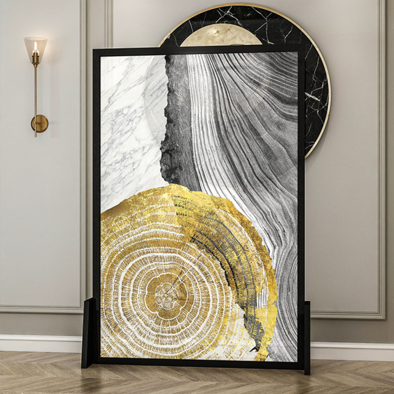 Abstract Tree Ring Wood Screen, 70.87" H x 39.37" W x 1.18" D