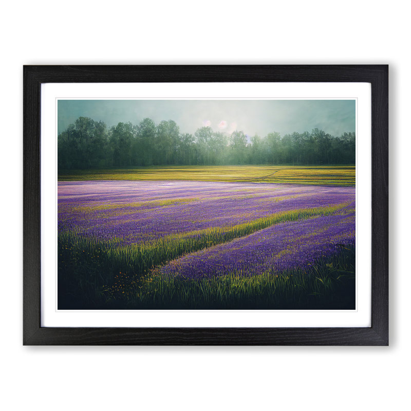Effervescent Bluebell Field - Single Picture Frame Print, Black Frame, 46cm H x 64cm W x 2cm D