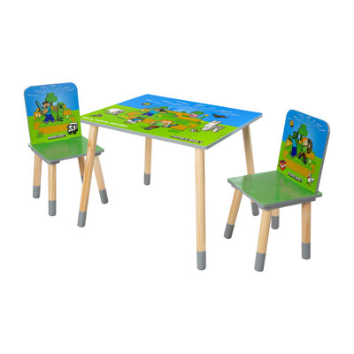 Minecraft Seating Set, including a Table and two Chairs