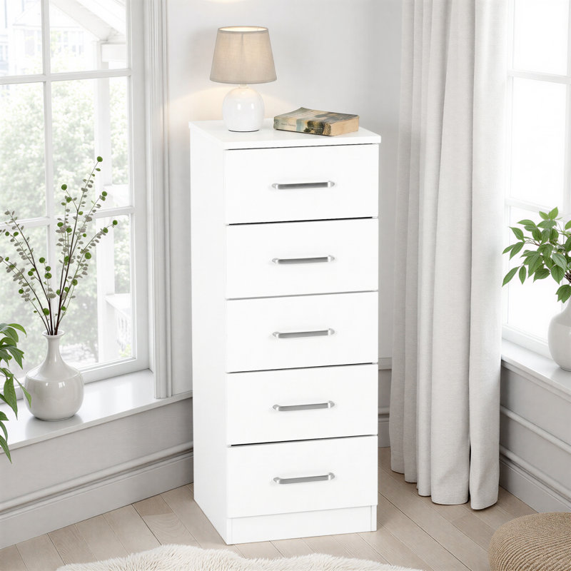 Sumrah 35 cm W Chest of 5 Drawers, White