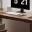 Bureau rectangulaire en bois massif avec 2 tiroirs-306941827