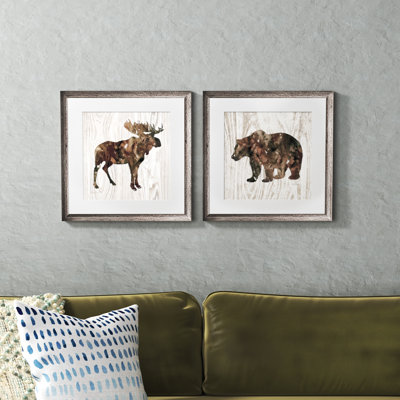" Pine Forest Moose & Bear " 2 - Pieces