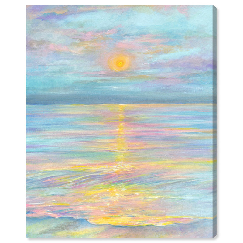 Wonderful Sunset Abstract Canvas Art with Gold Floater Frame