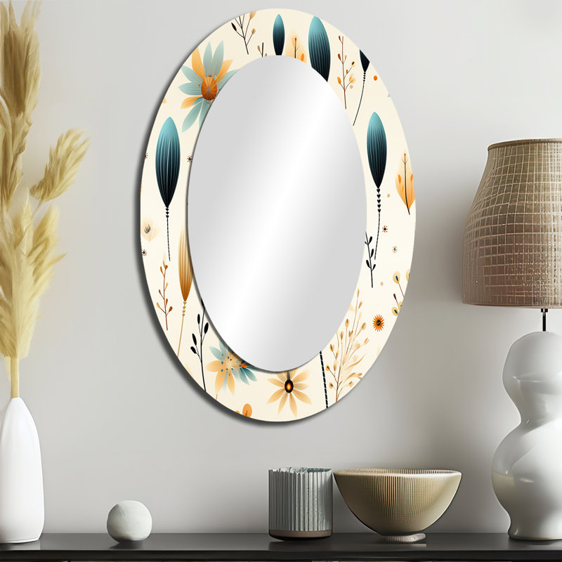 Siddharth - Miroir décoratif floral ovale sur métal, H 36 po x l 24 po