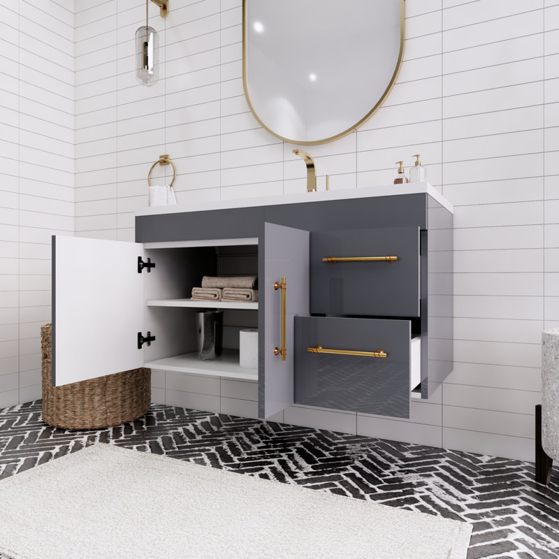 Ensemble de meuble-lavabo simple 42 po Thurnell, Gris brillant