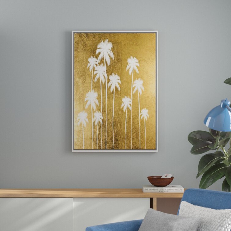 'Gold & White XI' Framed Graphic Art Print on Canvas