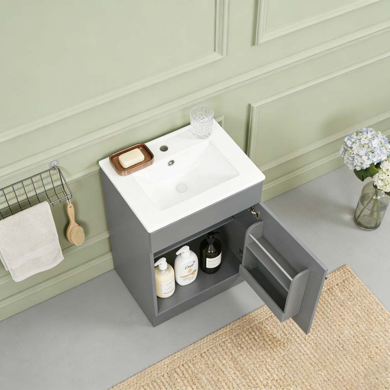 Meuble-lavabo de 20 po avec lavabo, Gris