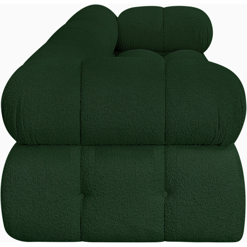 Canapé Ames, Tissu bouclé vert, 1 sans accoudoir, 2 en coin