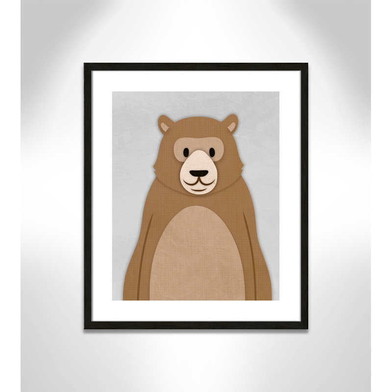 Adhésif décoratif Cheery Bear, 24.5" H x 20.5" W x 1.18" D, Cadre boîte à grain de bois noir