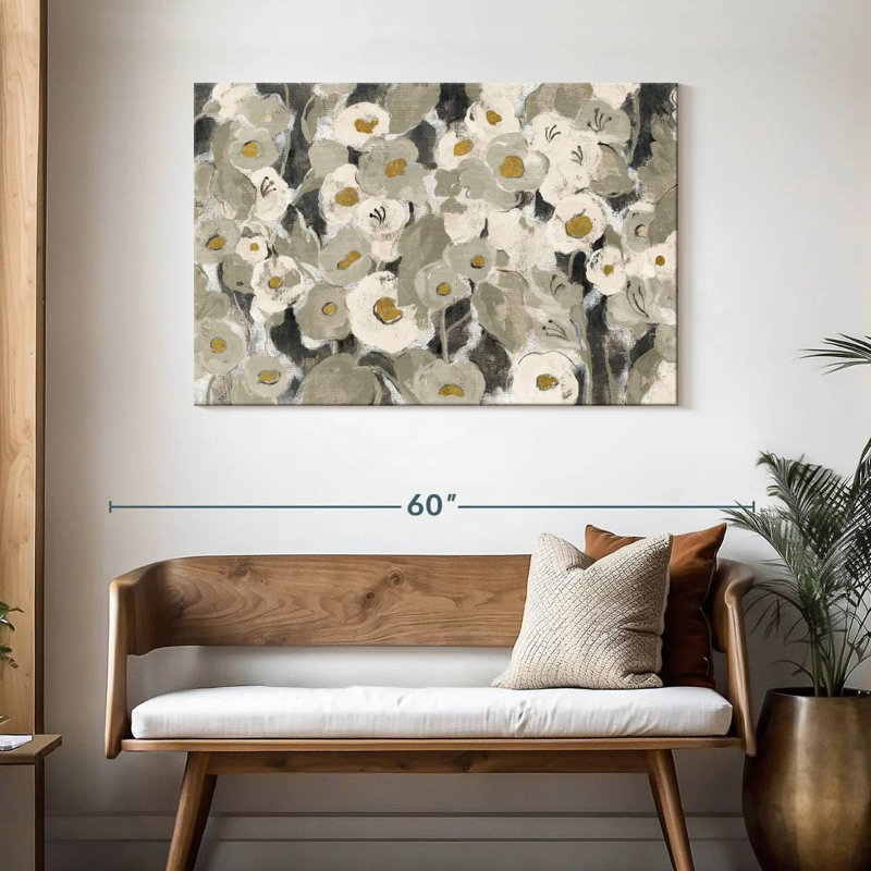 Harnek fleurs veloutées neutres, H 30 po x l 45 po