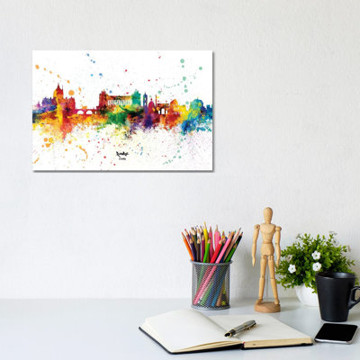 Rome Italy Skyline Splash by Michael Tompsett - Wrapped Canvas Print