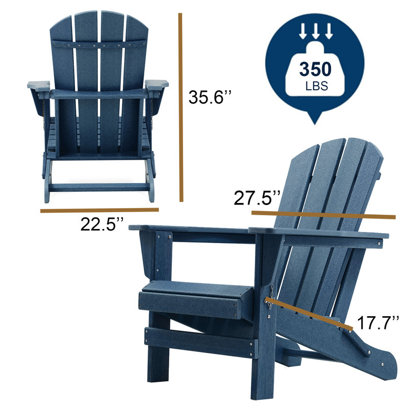 Chaise Adirondack pliante en résine, Bleu marine