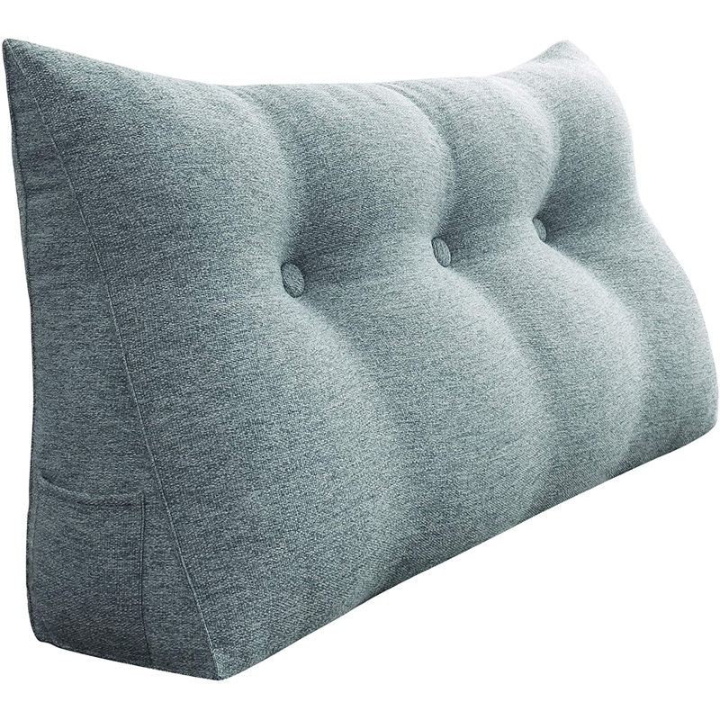 Sit-up Back Comfort Linen Blend Gray Headboard Reading Wedge Pillow for Bed Rest Back Support Compression