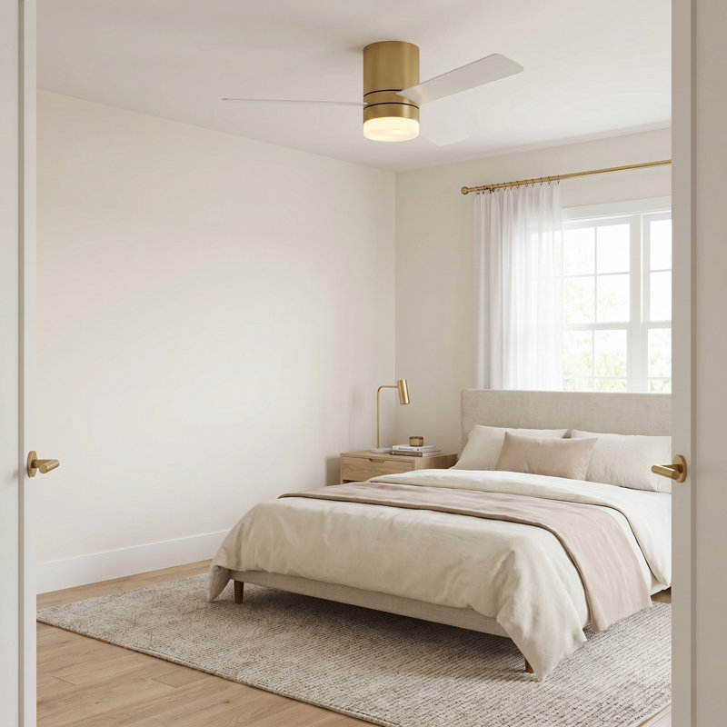 Ventilateur de plafond avec lumières DEL Kris, Blanc mat, 52", Bronze brillant