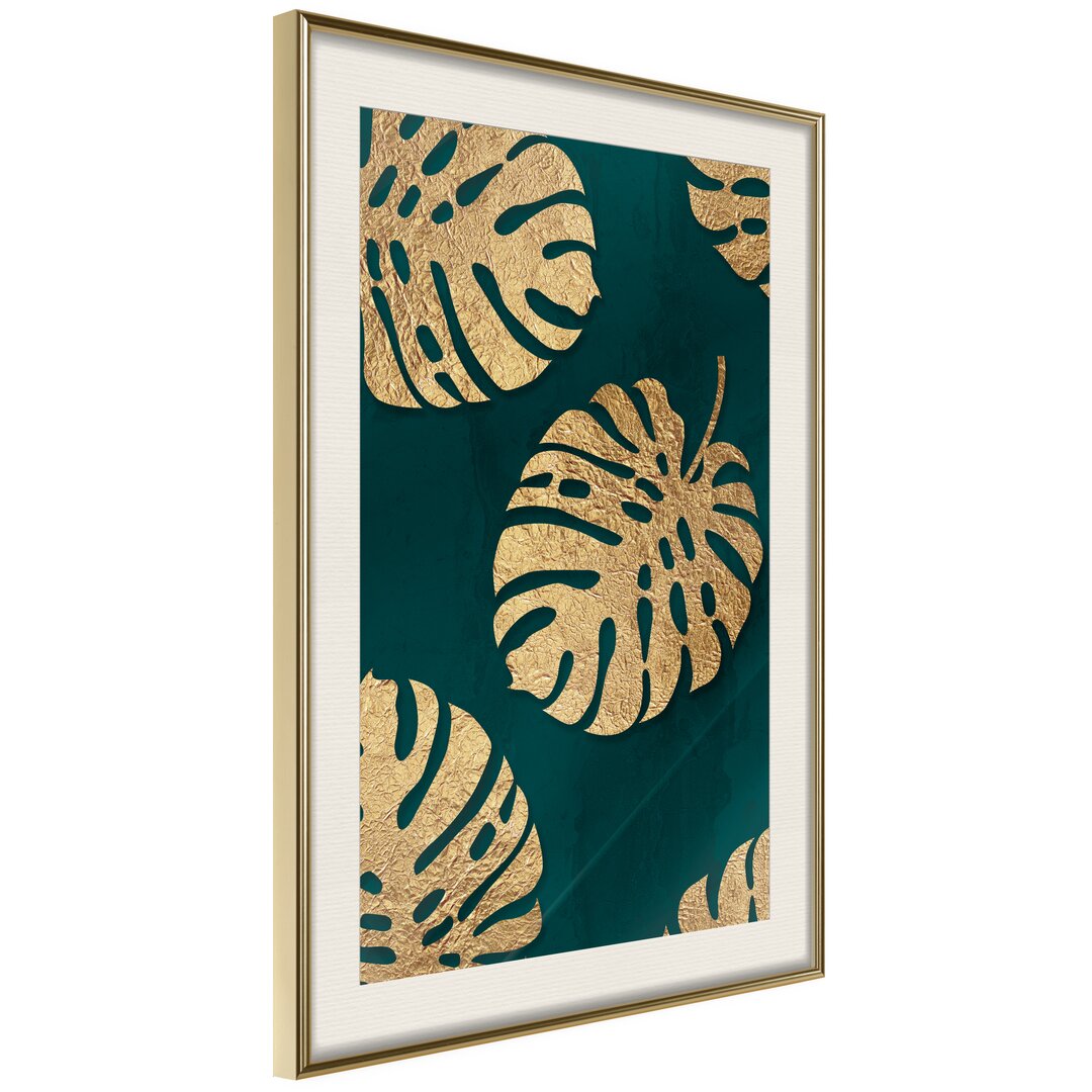 Gerahmter Grafikdruck Gilded Monstera Leaves