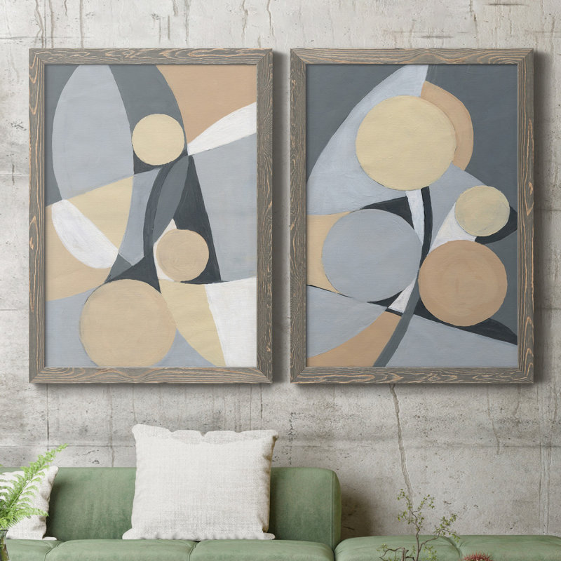 Millenium I - ensemble de 2 reproductions d'art, Pas de tapis, H 31,5 po x l 47 po x P 1,5 po, Toile avec cadre gris