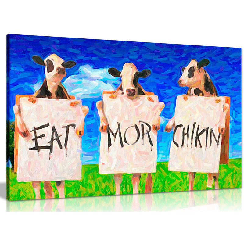 Cows Eat More Chicken - Wrapped Canvas Print, 31cm H x 46cm W