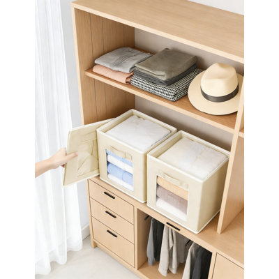 Fabric Storage Cubes With Clear Window And Handles - Organizer Bins For Closet, Shelves, Toys, And Clothes - Set Of 14