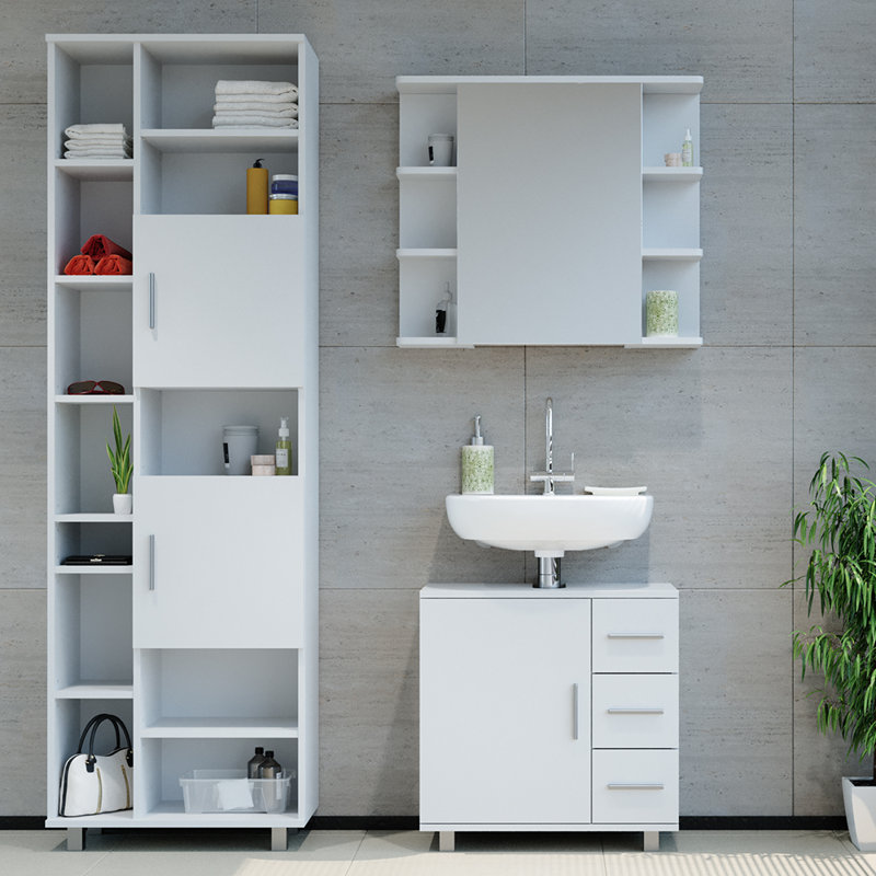 Virna Bathroom Storage Furniture Set, White
