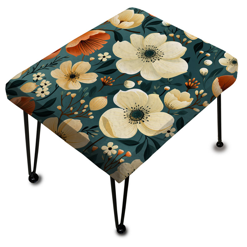 Repose-pieds rectangulaire blanc et orange rustique Whispers