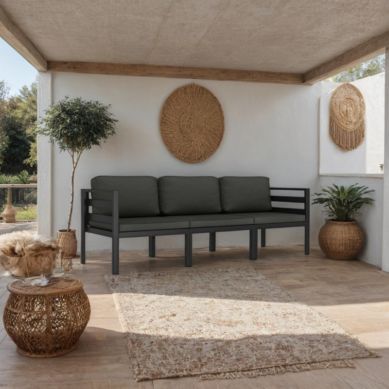 Ensemble modulaire de patio carré de 27,6 po de largeur avec coussins