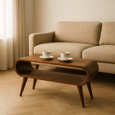 Feumore Solid Wood Four Leg Coffee Table with Storage