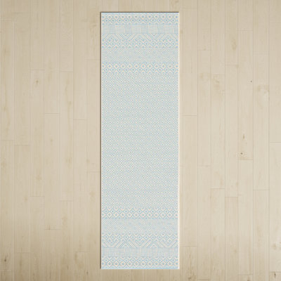 Lenwood Beige Aqua Geometric Outdoor Rug